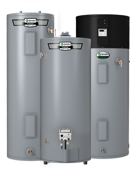 A group of tank water heaters