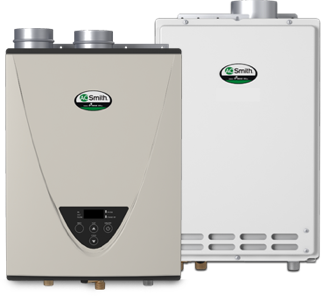 A group of tankless water heaters